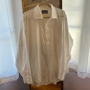 NWOT Saks Fifth Avenue White Men’s Classic Fit Long Sleeve Dress Shirt